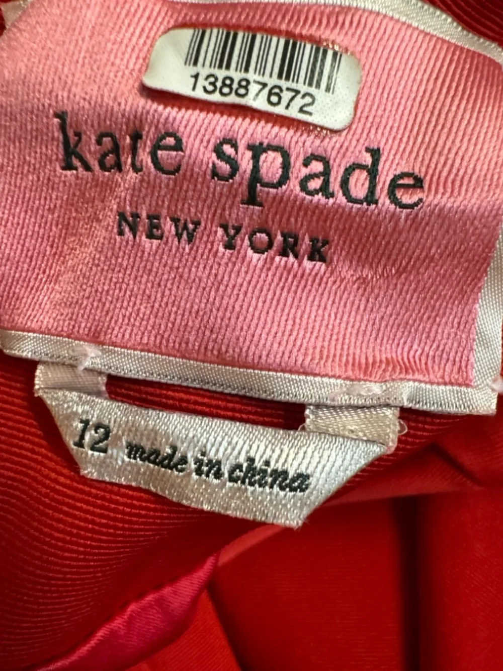 kate spade Beau Red Puff-Sleeve Bow Satin Babydoll Dress..Size 12